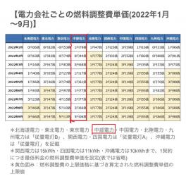 来月も電気代さらに上がります。2022年燃料調整費単価　情報共有してください。