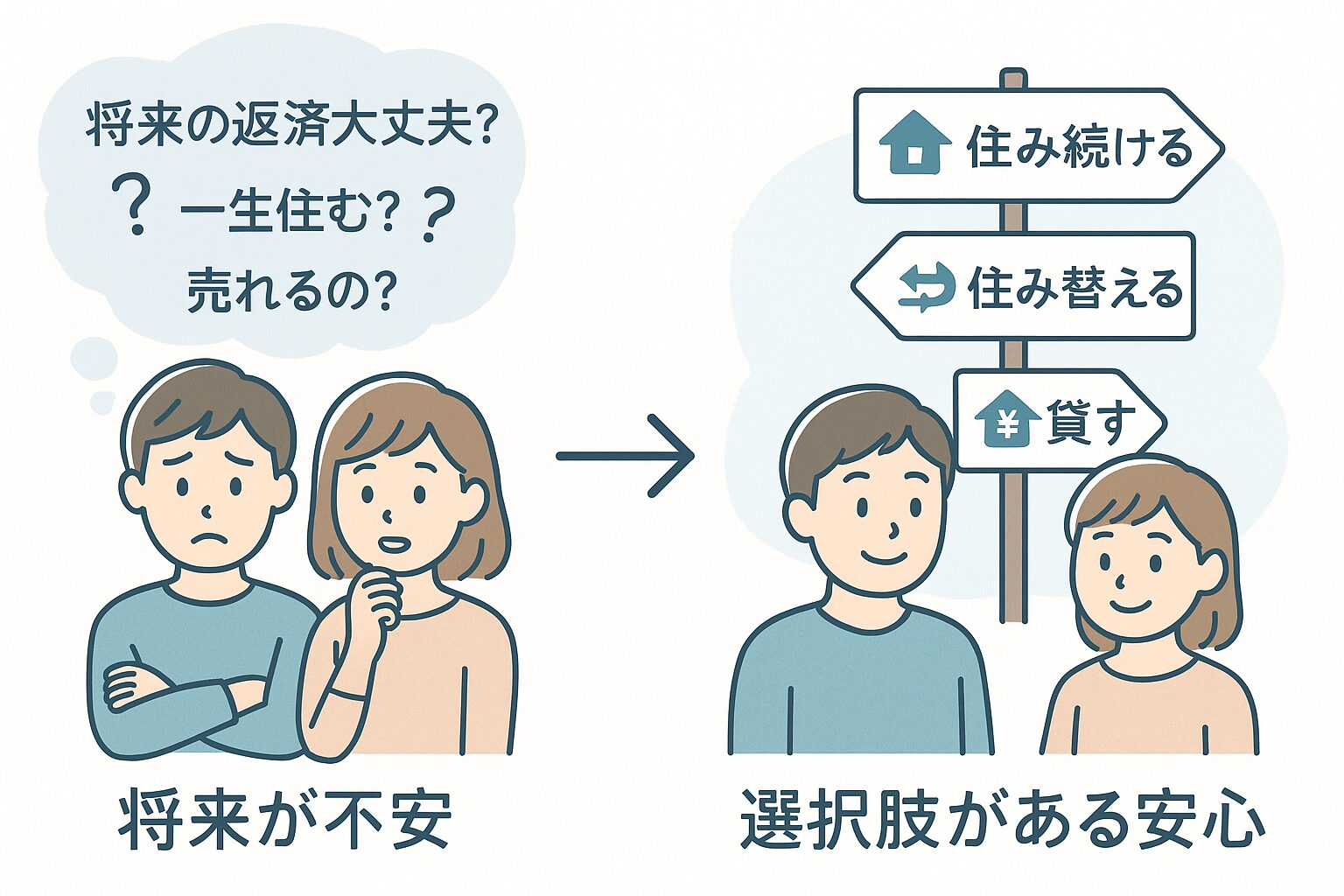 不安から選択肢が増える概念図